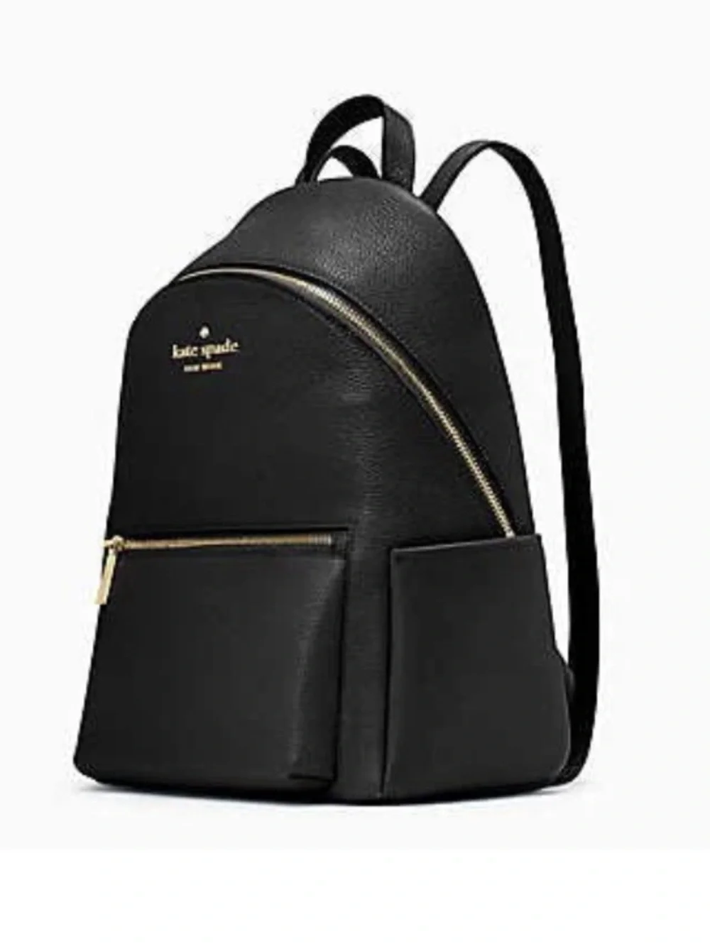 kate spade Leila Dome Black Pebbled Leather Gold Hardware zipper backpack